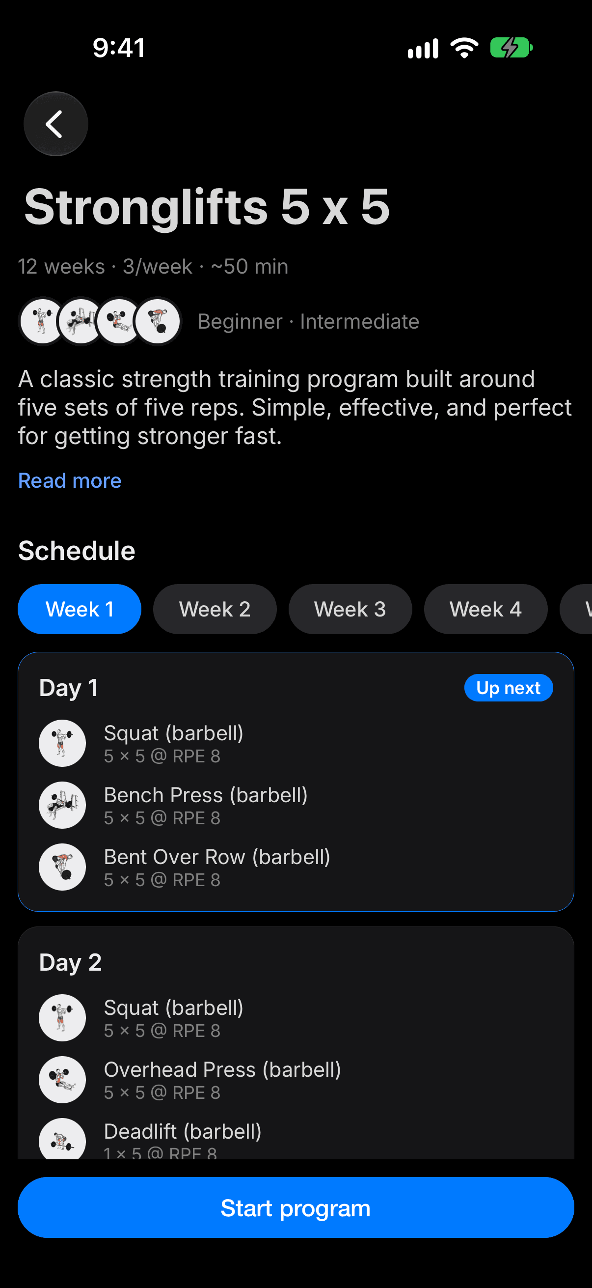 The Stronglifts 5×5 schedule
